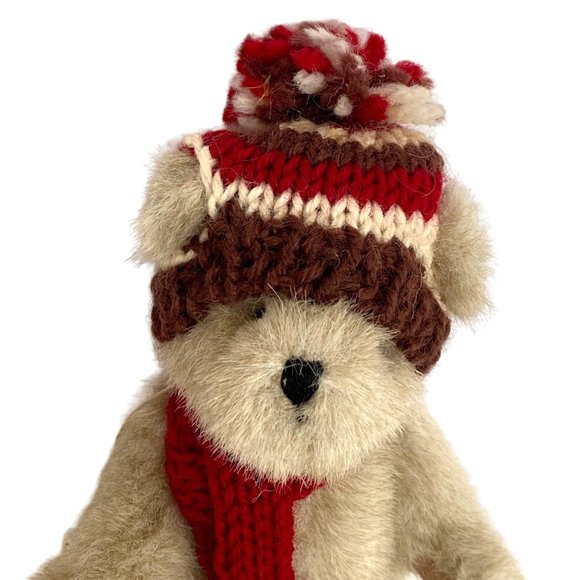 2005 Boyds Cocoa Bear Head Bean Collection Plush Knitted Beanie Scarf Orig Tags - Picture 2 of 11